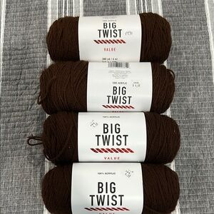 Big Twist value chocolate Brown Yarn Bundle of 4